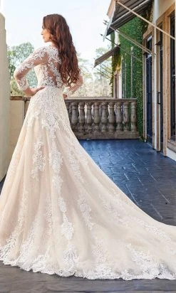 Rachel Allan - M778 Illusion Long Sleeve Lace A-Line Wedding Dress 13 Rachel Allan - M778 Illusion Long Sleeve Lace A-Line Wedding Dress