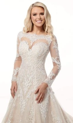 Rachel Allan - M778 Illusion Long Sleeve Lace A-Line Wedding Dress 15 Rachel Allan - M778 Illusion Long Sleeve Lace A-Line Wedding Dress