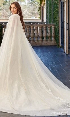 Rachel Allan - M781 Embroidered Lace Mermaid Wedding Gown With Cape