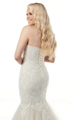 Rachel Allan - M781 Embroidered Lace Mermaid Wedding Gown With Cape