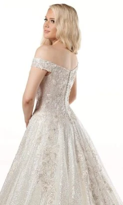 Rachel Allan - M782 Off Shoulder Shimmer A-Line Wedding Dress