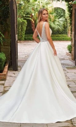Rachel Allan - M784 Sleeveless Plunging V-Neck A-Line Wedding Gown