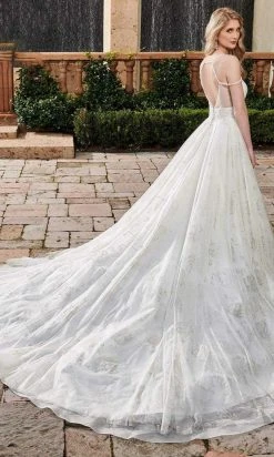 Rachel Allan - M788 V Neck Glittered A-line Bridal Dress