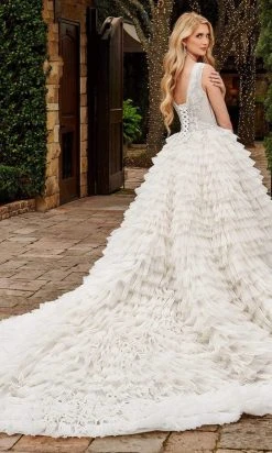 Rachel Allan - M796 Lace Tiered Ruffle Wedding Ballgown