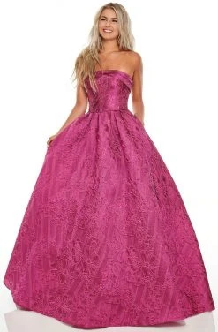Rachel Allan Prom - 7013 Strapless Jacquard Straight Neck Ballgown