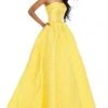 Rachel Allan Prom - 7013 Strapless Jacquard Straight Neck Ballgown