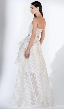 Saiid Kobeisy - 3402 Strapless Draping High Low Metallic Tulle Gown Short Dresses