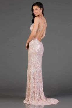 Scala - 47542 Full Sequins Strapless V Neck Open Back Sheath Gown 32 Scala - 47542 Full Sequins Strapless V Neck Open Back Sheath Gown