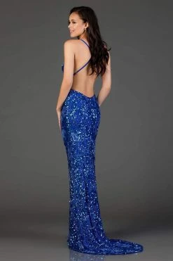 Scala - 47542 Full Sequins Strapless V Neck Open Back Sheath Gown 35 Scala - 47542 Full Sequins Strapless V Neck Open Back Sheath Gown