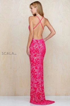 Scala - 47542 Strapless V Neck Backless Allover Sequins Sheath Dress 26 Scala - 47542 Strapless V Neck Backless Allover Sequins Sheath Dress