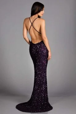 Scala - 47542 Strapless V Neck Backless Allover Sequins Sheath Dress 30 Scala - 47542 Strapless V Neck Backless Allover Sequins Sheath Dress
