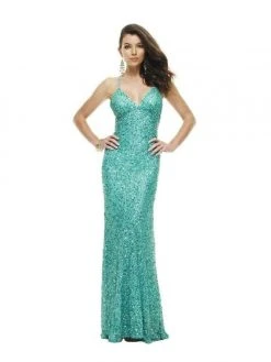 Scala - 47551 Full Sequins Open Back Fitted Evening Gown 22 Scala - 47551 Full Sequins Open Back Fitted Evening Gown