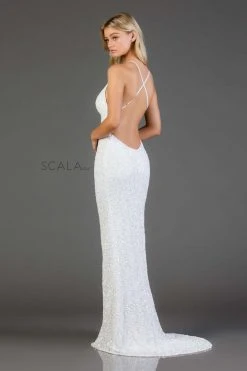 Scala - 47551 Full Sequins Open Back Fitted Evening Gown 31 Scala - 47551 Full Sequins Open Back Fitted Evening Gown