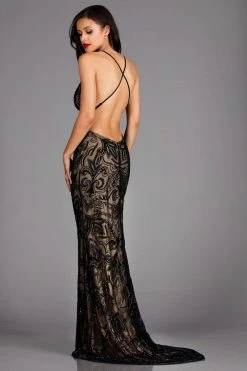 Scala - 48557 Lace Plunging V-neck Sheath Dress 19 Scala - 48557 Lace Plunging V-neck Sheath Dress