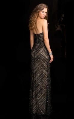 Scala - 48705 Strapless Beaded Prom Dress With Side Slit