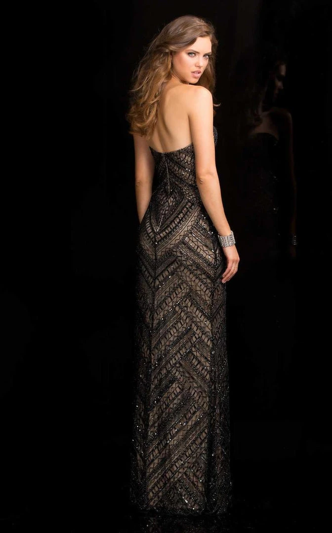 Scala - 48705 Strapless Beaded Prom Dress With Side Slit 4 Scala - 48705 Strapless Beaded Prom Dress With Side Slit