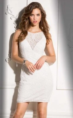 Scala - 48708 Illusion Neckline Beaded Cocktail Dress