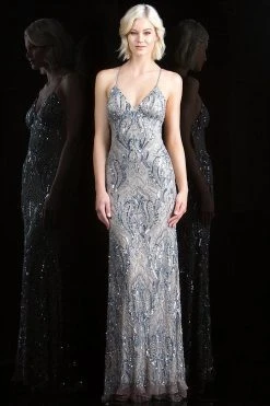 Scala - 48710 Gorgeous Low Open Back Spaghetti Straps Evening Dress 10 Scala - 48710 Gorgeous Low Open Back Spaghetti Straps Evening Dress