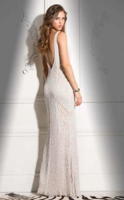 Scala - 48721 V-Neckline Beaded Prom Dress