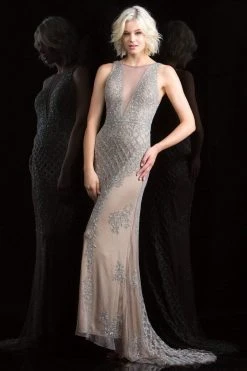 Scala - 48787 Beaded Illusion Jewel Sheath Dress 8 Scala - 48787 Beaded Illusion Jewel Sheath Dress