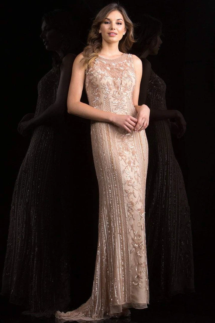 Scala - 48788 Illusion Scoop Neck Sequined Sheath Gown 3 Scala - 48788 Illusion Scoop Neck Sequined Sheath Gown