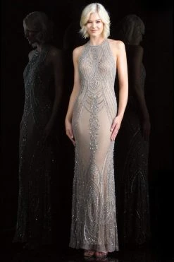 Scala - 48793 Bedazzled Halter Sheath Dress 10 Scala - 48793 Bedazzled Halter Sheath Dress