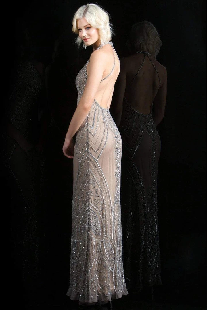 Scala - 48793 Bedazzled Halter Sheath Dress 6 Scala - 48793 Bedazzled Halter Sheath Dress