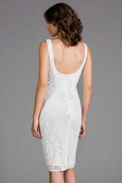 Scala - 48887 Sequined Bateau Neck Fitted Dress