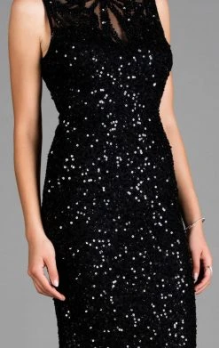 Scala - 48897ML Fully Sequined Jewel Neck Fitted Dress 9 Scala - 48897ML Fully Sequined Jewel Neck Fitted Dress