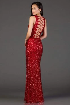 Scala - 48933 Sequined Scalloped V-neck Sheath Dress 19 Scala - 48933 Sequined Scalloped V-neck Sheath Dress