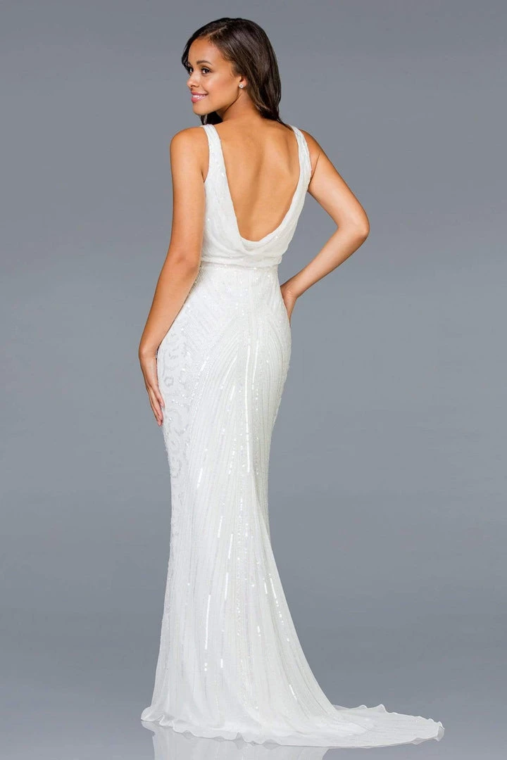 Scala - 48937 Sequined V-neck Trumpet Dress 4 Scala - 48937 Sequined V-neck Trumpet Dress