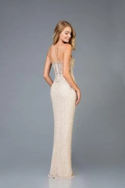 Scala - 48940 Embellished Halter Gown With Slit