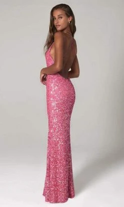 Scala - 48949 Sequined Plunging Halter V-neck Sheath Dress 23 Scala - 48949 Sequined Plunging Halter V-neck Sheath Dress