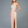 Scala - 48963 Sequined Deep V-neck Sheath Dress With Slit 1 Scala - 48963 Sequined Deep V-neck Sheath Dress With Slit