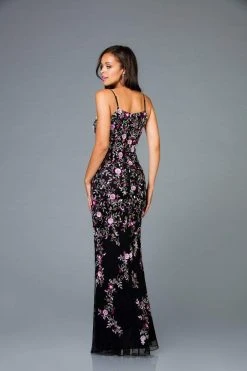 Scala - 48964 Sleeveless Floral Sequined Sheath Dress