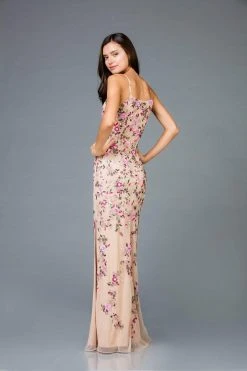 Scala - 48964 Sleeveless Floral Sequined Sheath Dress