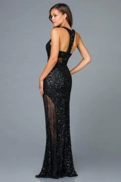 Scala - 48983 Sequined Deep V-neck Fitted Dress 9 Scala - 48983 Sequined Deep V-neck Fitted Dress