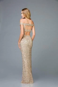 Scala - 48985 Sequined Off-Shoulder Fitted Dress 7 Scala - 48985 Sequined Off-Shoulder Fitted Dress