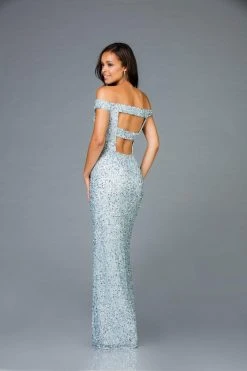 Scala - 48985 Sequined Off-Shoulder Fitted Dress 9 Scala - 48985 Sequined Off-Shoulder Fitted Dress