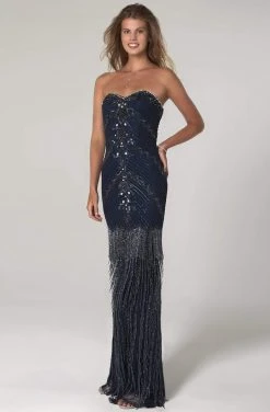 SCALA - 48990 Sweetheart Embellished Long Sheath Dress