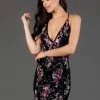 SCALA - 60041 Multicolored Sequined Deep Halter V-neck Sheath Dress 1 SCALA - 60041 Multicolored Sequined Deep Halter V-neck Sheath Dress