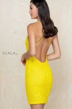 SCALA - 60060 Neon Open Back Sequined Short Dress