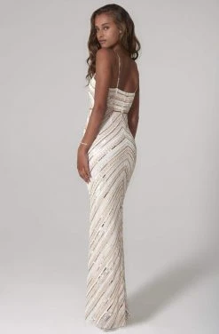 SCALA - 60091 Straight Across Sequined Long Dress