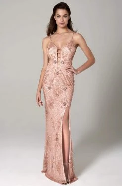 SCALA - 60101 Embellished V-Neck Long Column 10 SCALA - 60101 Embellished V-Neck Long Column