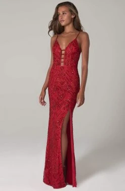 SCALA - 60101 Embellished V-Neck Long Column 12 SCALA - 60101 Embellished V-Neck Long Column