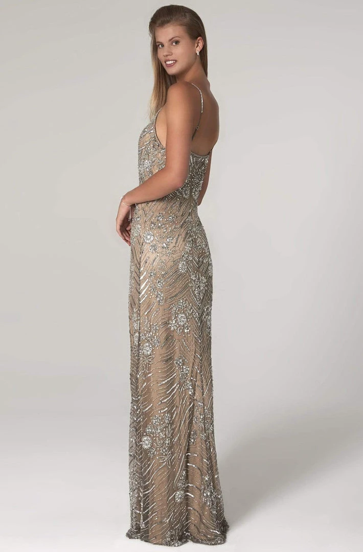 SCALA - 60101 Embellished V-Neck Long Column 4 SCALA - 60101 Embellished V-Neck Long Column