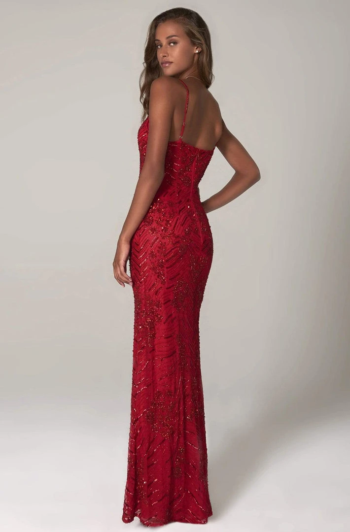 SCALA - 60101 Embellished V-Neck Long Column 8 SCALA - 60101 Embellished V-Neck Long Column