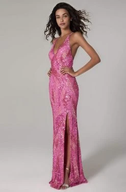 SCALA - 60106 V-Neck Sequin Cross Strap Sheath Dress