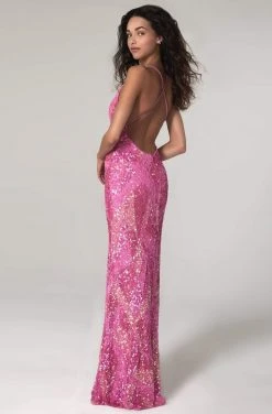 SCALA - 60106 V-Neck Sequin Cross Strap Sheath Dress