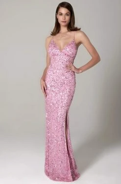 SCALA - 60116 Sequined Long Column Dress
